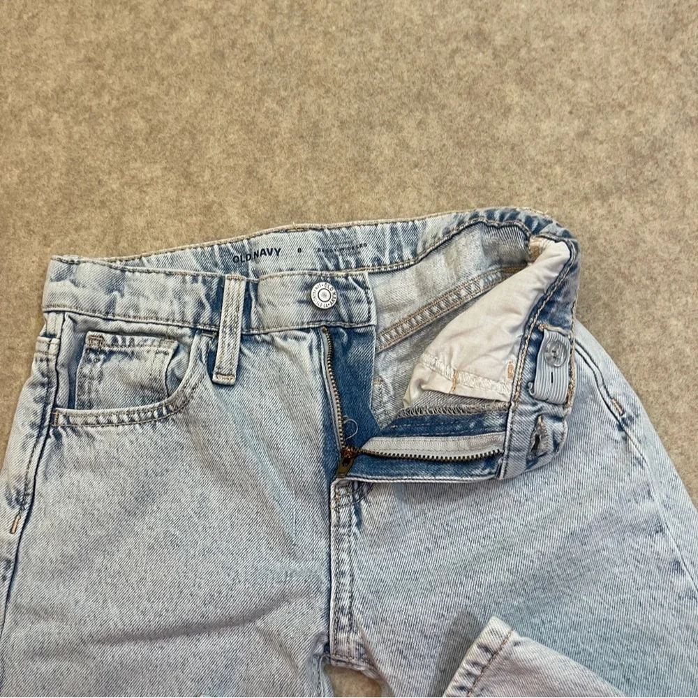 Old Navy High Rise Baggy Wide Leg Light Wash Blue Denim Jeans Girls size 8